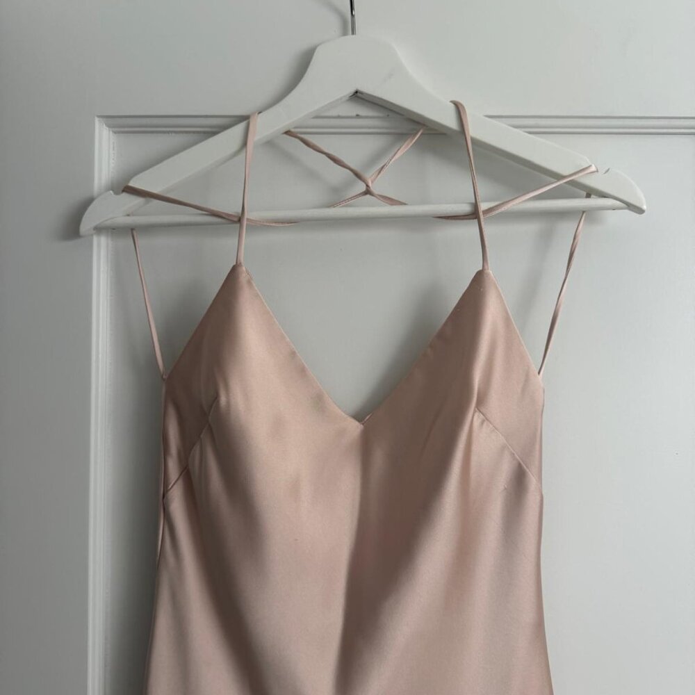 Zara Satin Slip Dress  l  XS  l  Salmon Pink - Picture 4 of 10